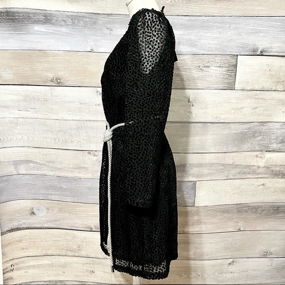 ROBERT RODRIGUEZ black burnout leopard print velvet puff sleeve dress 8 NWT - Picture 6 of 13